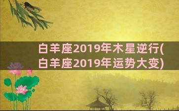 白羊座2019年木星逆行(白羊座2019年运势大变)