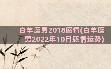 白羊座男2018感情(白羊座男2022年10月感情运势)