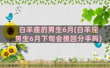 白羊座的男生6月(白羊座男生6月下旬会挽回分手吗)