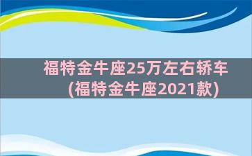 福特金牛座25万左右轿车(福特金牛座2021款)