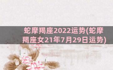 蛇摩羯座2022运势(蛇摩羯座女21年7月29日运势)