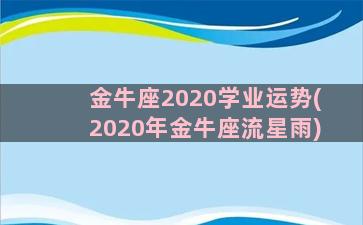 金牛座2020学业运势(2020年金牛座流星雨)