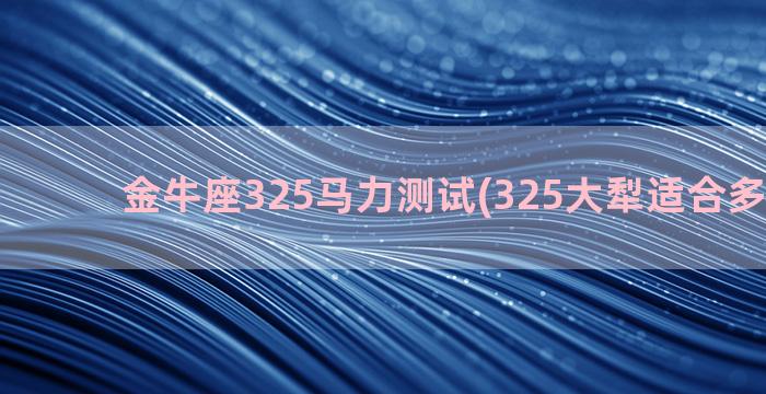 金牛座325马力测试(325大犁适合多少马力)