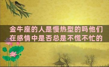 金牛座的人是慢热型的吗他们在感情中是否总是不慌不忙的