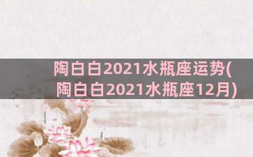 陶白白2021水瓶座运势(陶白白2021水瓶座12月)